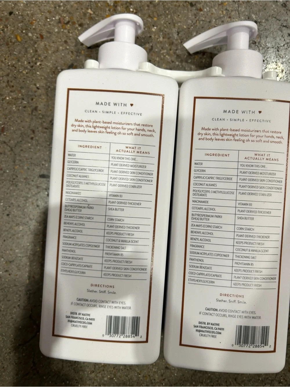 Native Coconut & Vanilla Moisturizing Lotion - White with Bronze Text duo pack